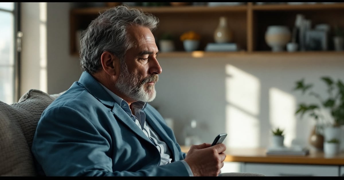 Personne souffrant de sciatique tenant son dos avec une expression de douleur, en environnement moderne