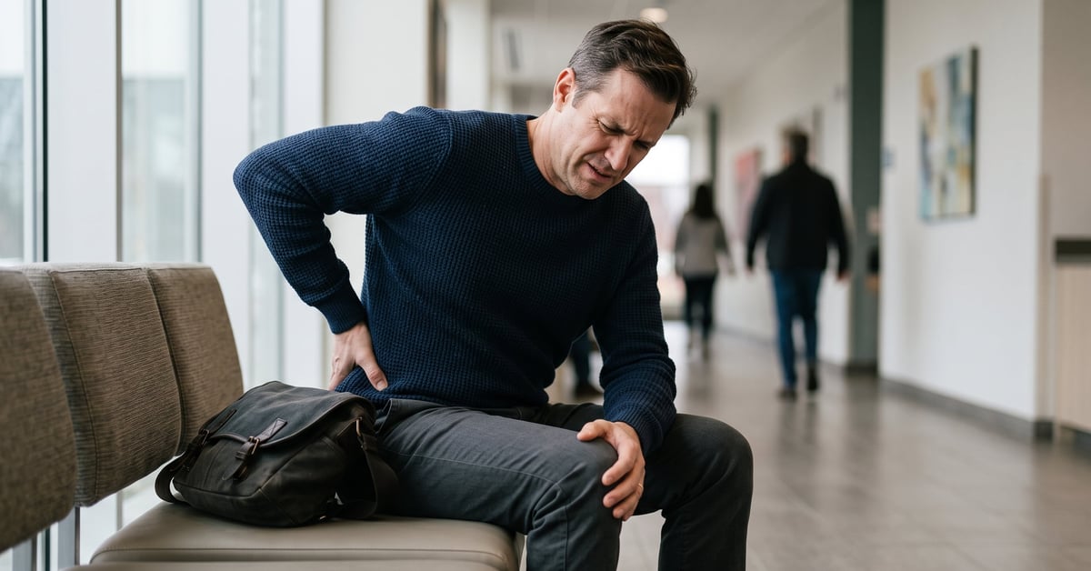Personne souffrant de douleur musculaire et articulaire tenant son genou avec les mains